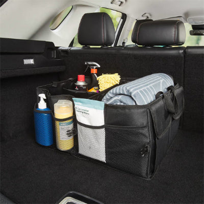 Visuel d'un rangement bien organisé dans le coffre de la voiture